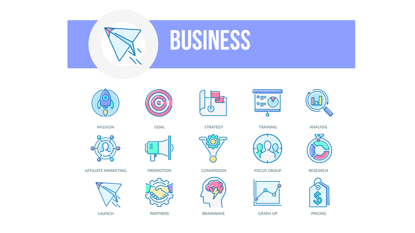 Business - Filled Outline Animated Icons Video Displays template preview