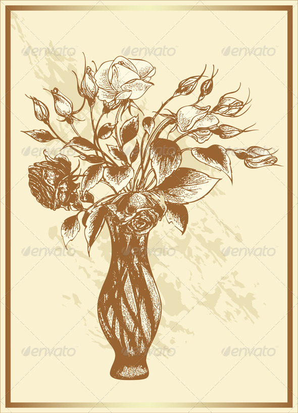 Vintage Bouquet of Roses - Backgrounds Decorative