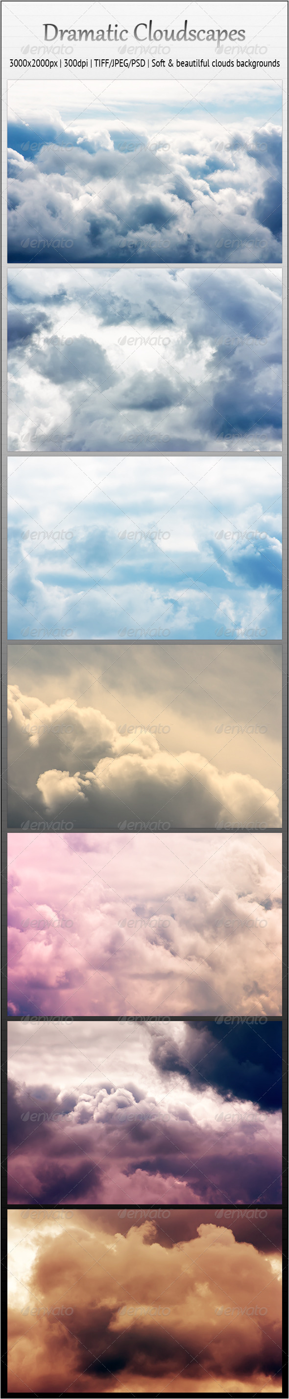 Dramatic Cloudscapes - 7 Soft Backgrounds