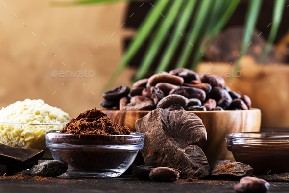 Various organic cocoa products - Stock Photo - Images