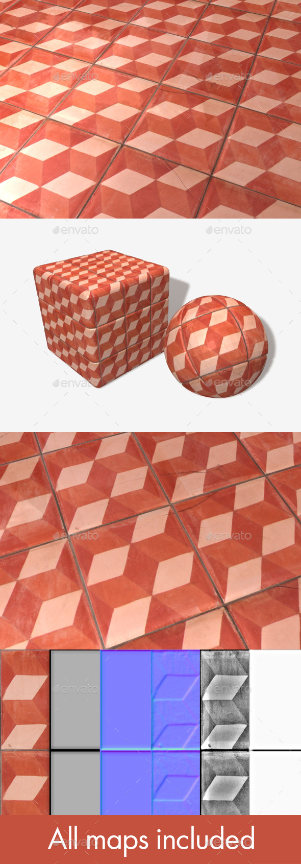 Red Cube Patterned - 3Docean 26951957