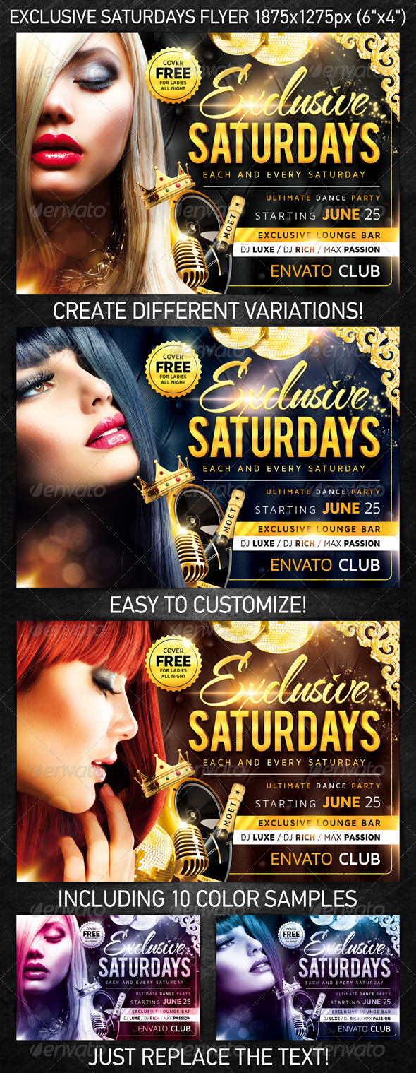Exclusive Saturdays Flyer - Clubs & Parties Events