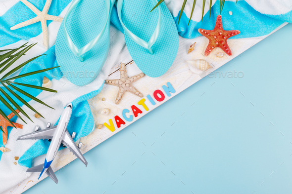Vacation concept beach accessories - Stock Photo - Images