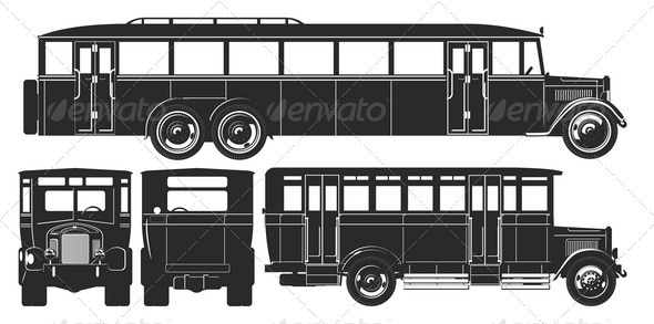 Retro Bus Set - Man-made Objects Objects