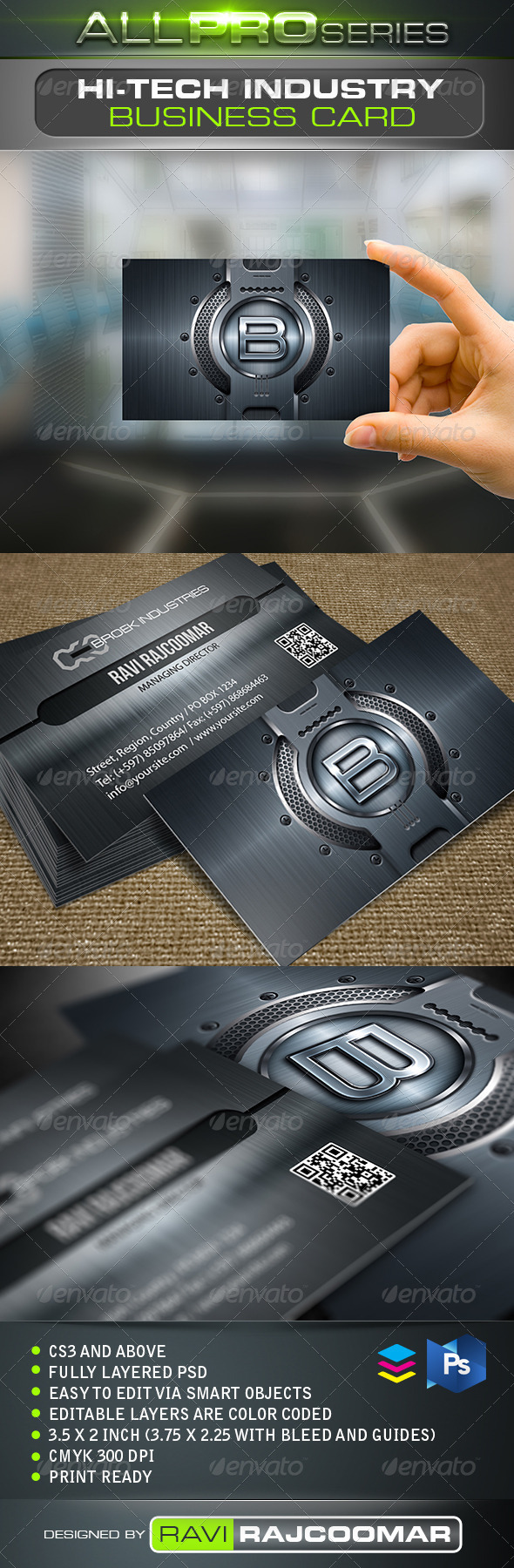 Hi-Tech Industry Business Card - Business Cards Print Templates