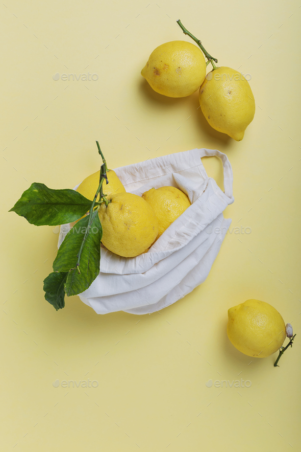 biological lemons with green leave - Stock Photo - Images