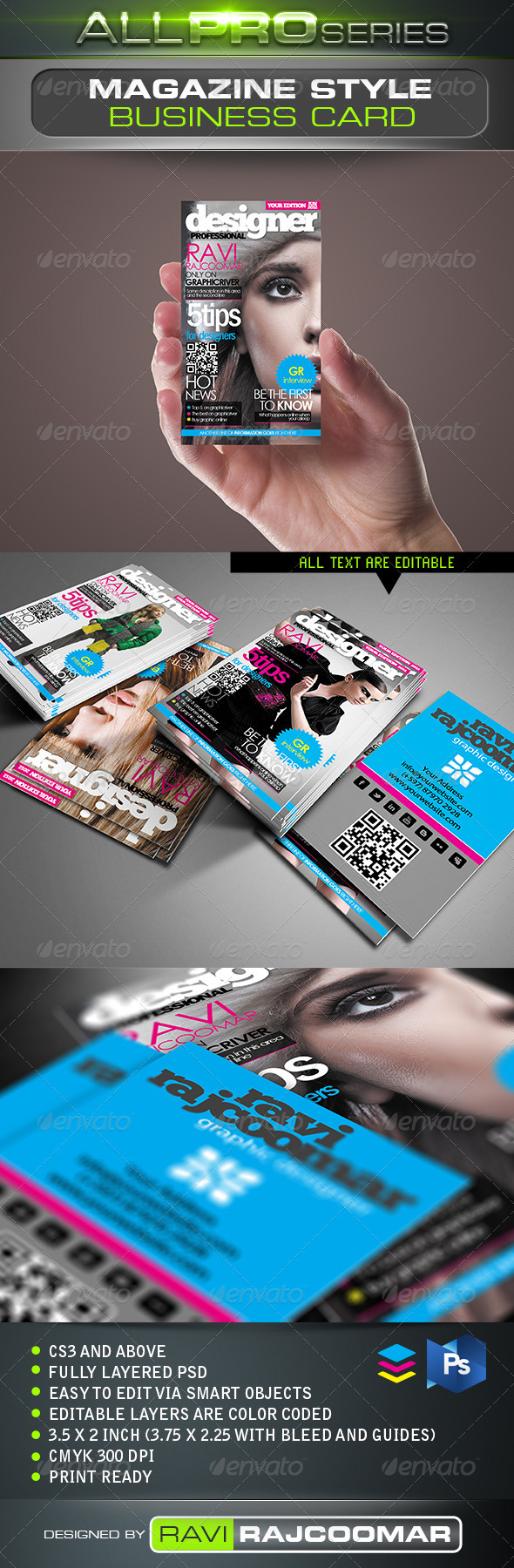 Magazine Style Business Card - Business Cards Print Templates