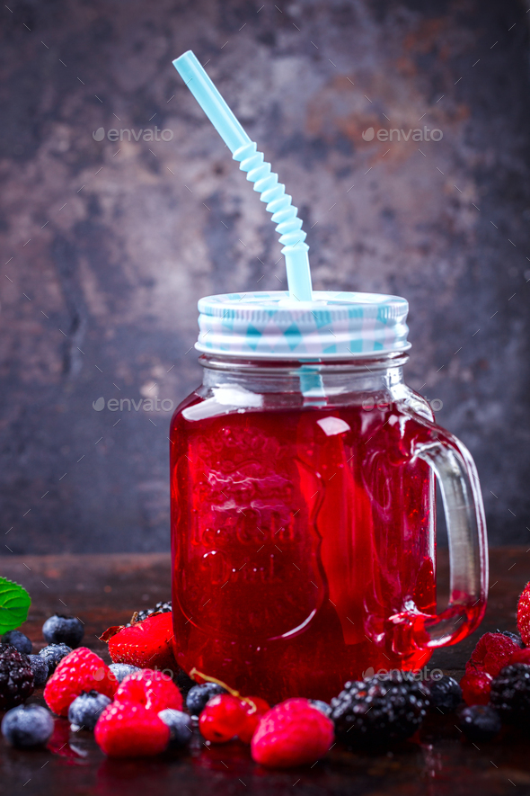 Drink Summer from Mix Berries .Detox diet food concept. - Stock Photo - Images