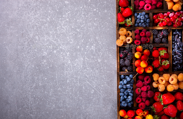 Various fresh summer Berries background .Food or Healthy diet concept. - Stock Photo - Images