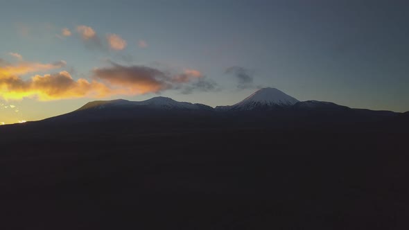 Volcano during sunrise