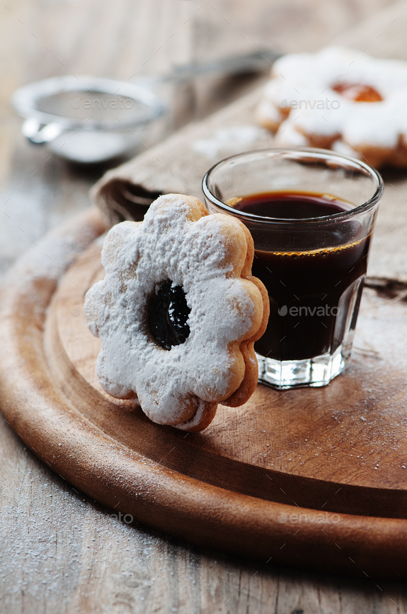 Italian italian cookie with jam - Stock Photo - Images