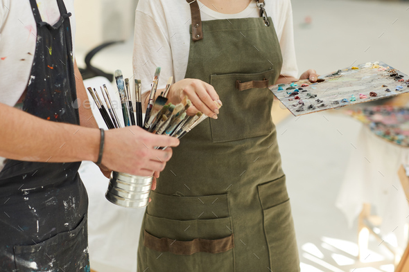 Unrecognizable Creative Couple Painting Together - Stock Photo - Images