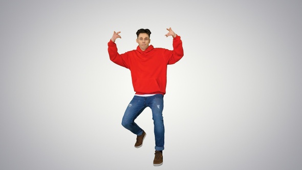 Cool man summons to break dancing battle on gradient background alt