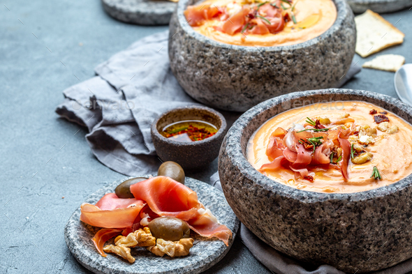 salmorejo cordobes - traditional andalusian tomato soup Stock Photo by ...