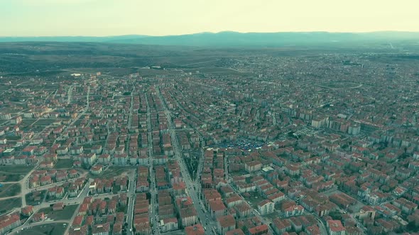 Aerial gloomy view of the city