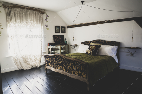 Attic Bedroom With Dark Wooden Floor, Dark Hardwood Floors In Bedroom