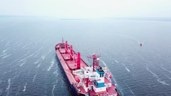 Dry Cargo Ship Transports Grain at Sea