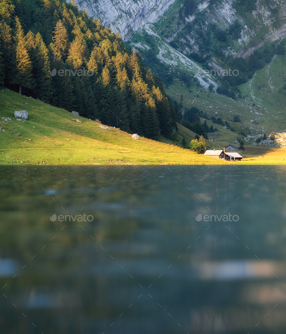 Lake in the Switzerland. Summer landscape. Travel image - Stock Photo - Images