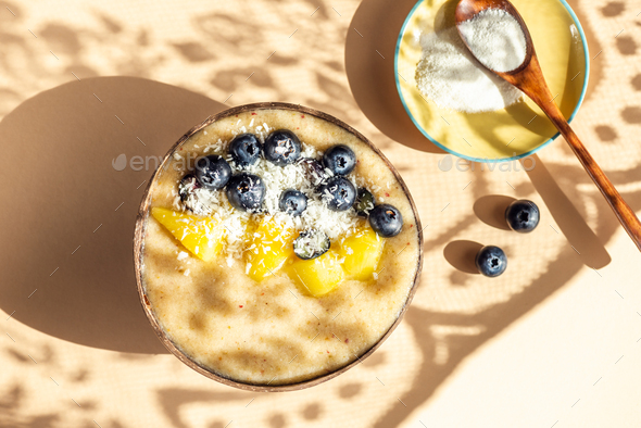 Collagen Powder and Smoothie - Stock Photo - Images
