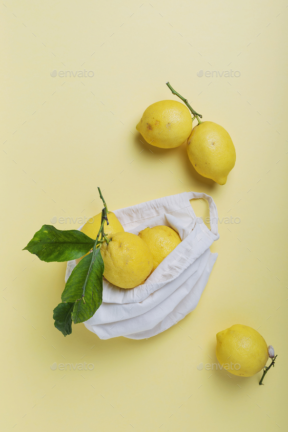 biological lemons with green leave - Stock Photo - Images