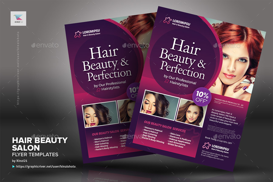 Hair Beauty Salon Flyer Templates, Print Templates | GraphicRiver