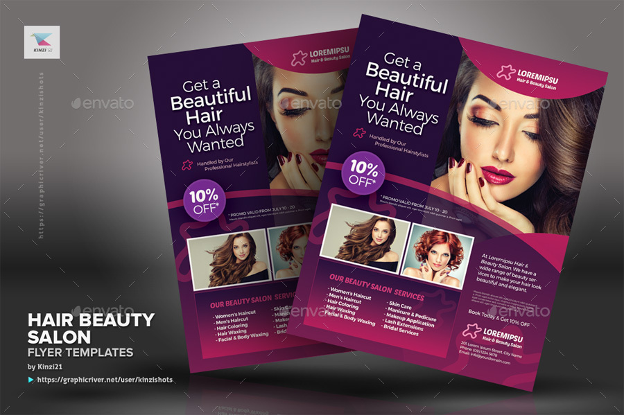 Hair Beauty Salon Flyer Templates, Print Templates | GraphicRiver