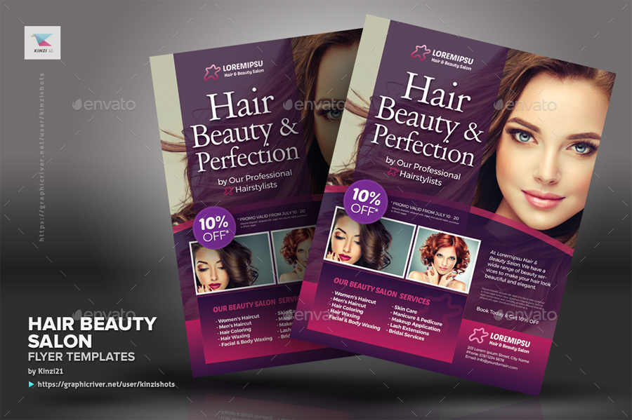 Hair Beauty Salon Flyer Templates, Print Templates | GraphicRiver