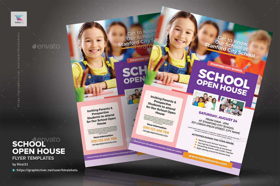 School Open House Flyer Templates, Print Templates | GraphicRiver