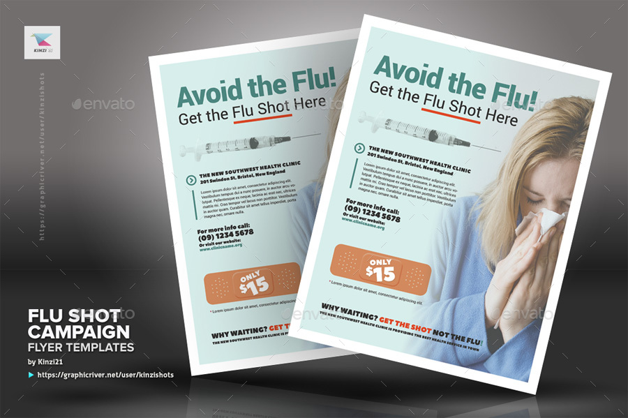 Flu Shot Campaign Flyer Templates, Print Templates GraphicRiver