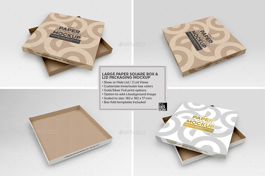 Download Large Square Paper Box and Lid Packaging Mockup by ...