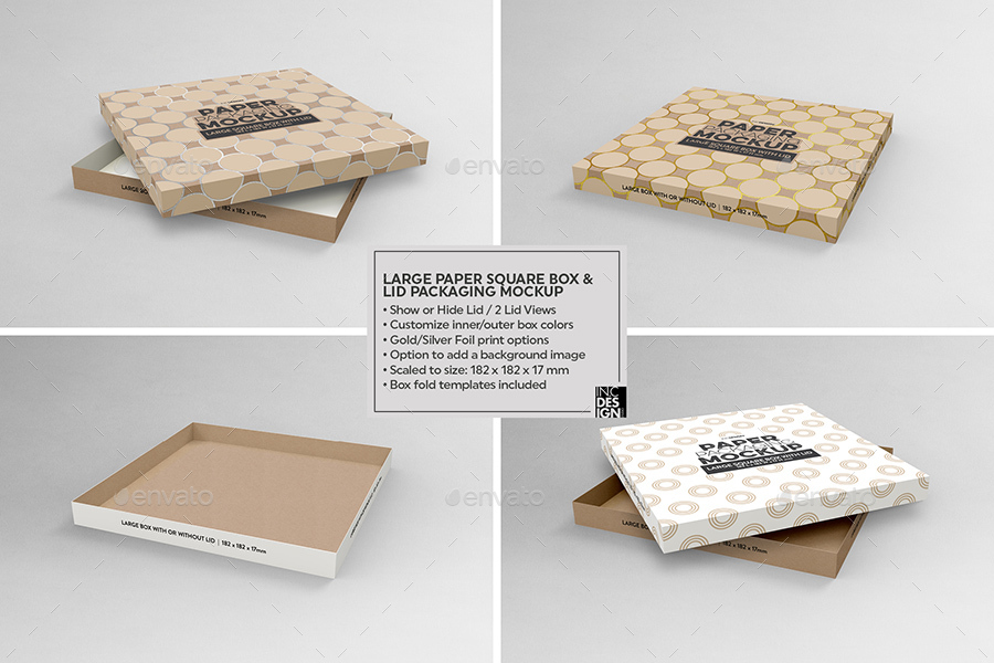 Download Large Square Paper Box and Lid Packaging Mockup by ...