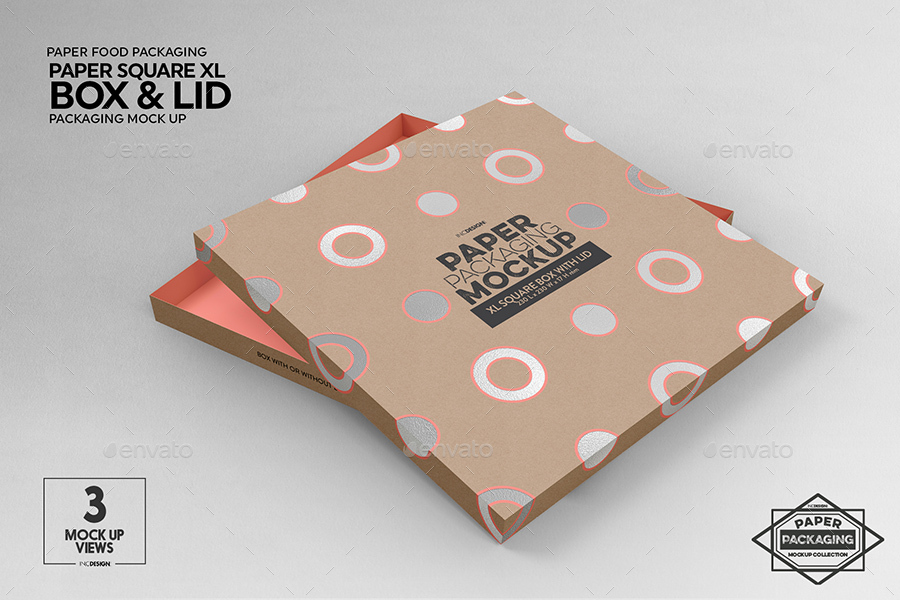 Download Paper XL Square Box and Lid Packaging Mockup by ...