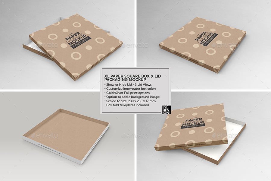 Download Paper XL Square Box and Lid Packaging Mockup by ...