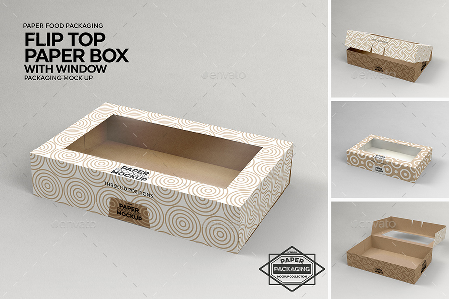 Download Paper Flip Top Box with Window Packaging Mockup by ...