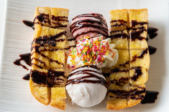 Top view Honey Toast ice cream - Stock Photo - Images