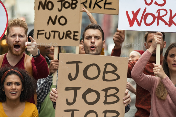 Unemployment strike and protest - Stock Photo - Images