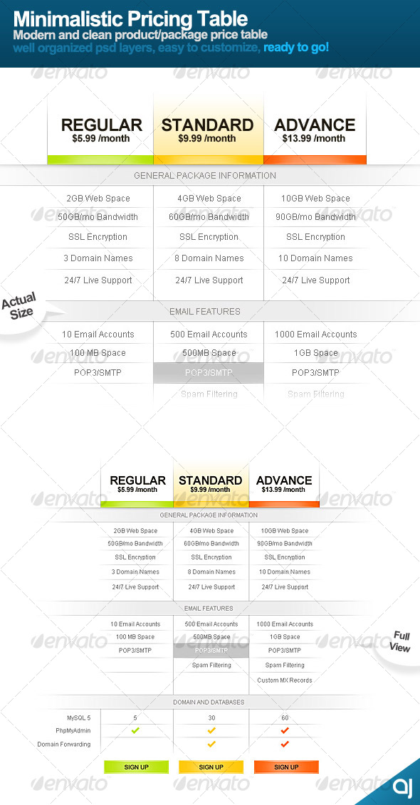 Minimalistic Price Table - Miscellaneous Web Elements