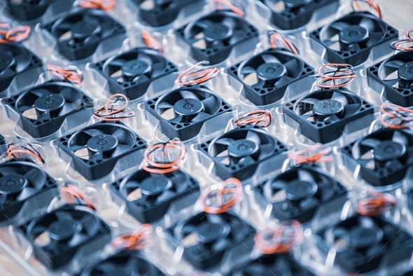 Close-up small plastic computer coolers - Stock Photo - Images