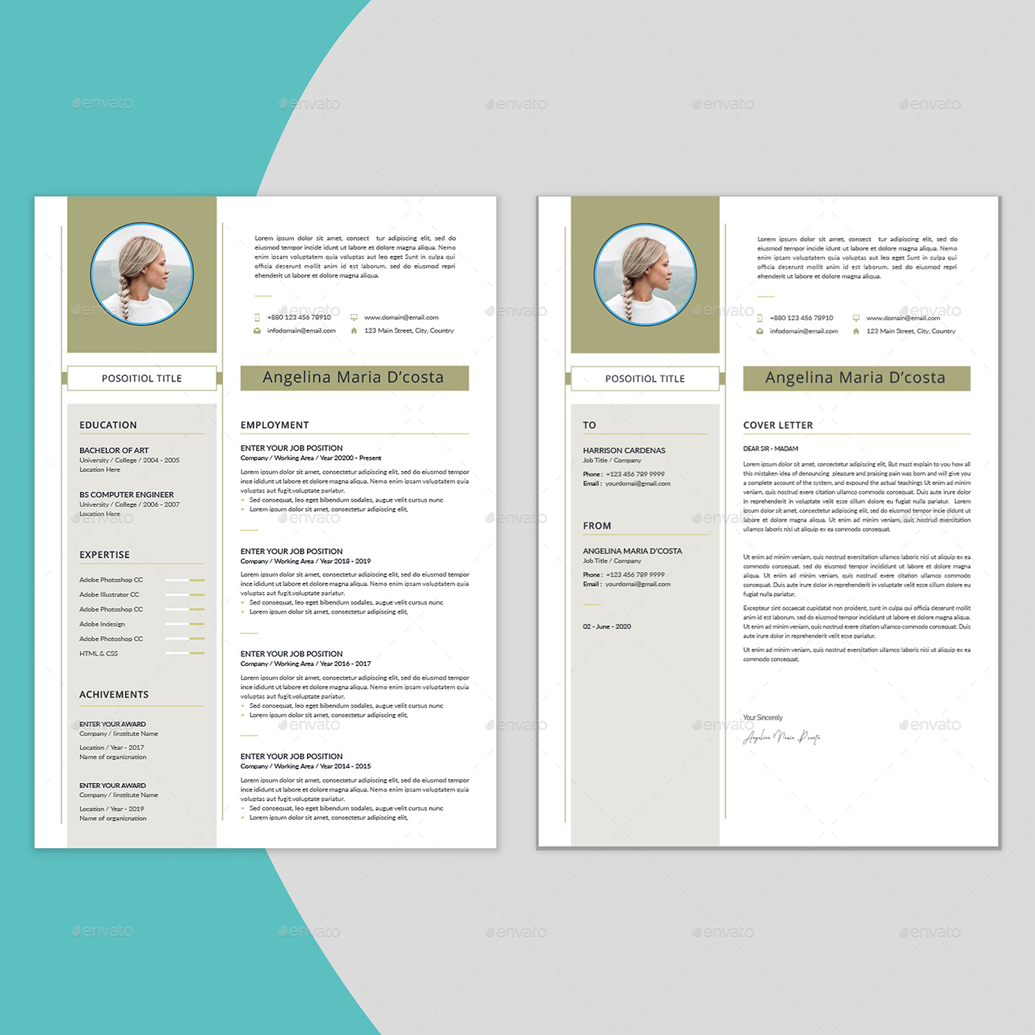 Resume/CV + Cover Letter, Print Templates | GraphicRiver