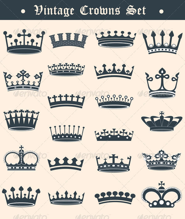 Vintage crowns set - Decorative Symbols Decorative