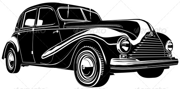 Vector Retro Car - Man-made Objects Objects