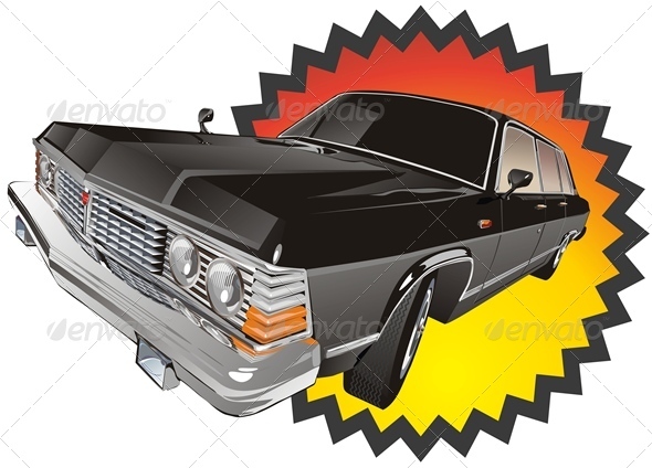 Vector Retro Limousine - Man-made Objects Objects