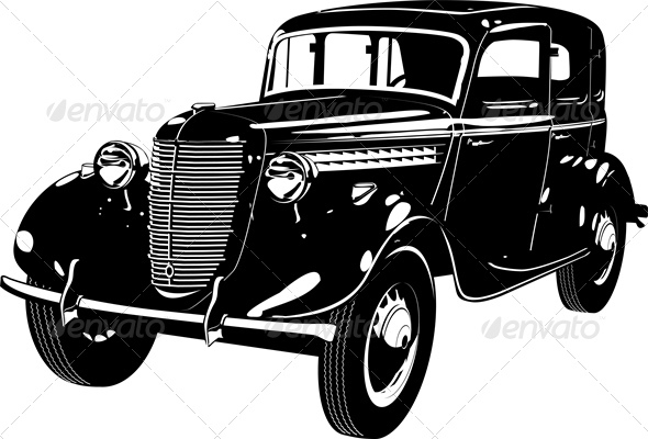 Vector Retro Car - Man-made Objects Objects