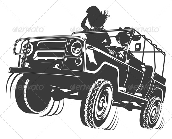 Vector Jeep Silhouette - Man-made Objects Objects