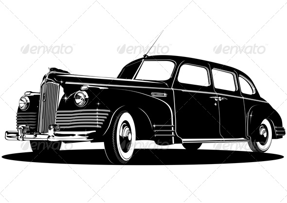 Vector Retro Limousine Silhouette - Man-made Objects Objects