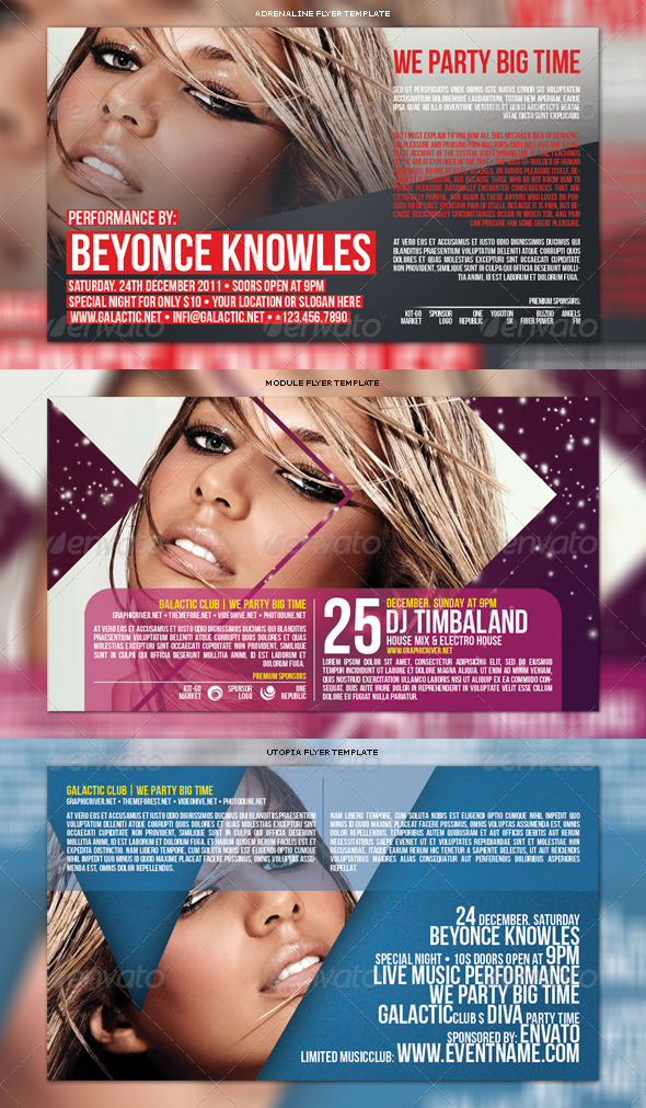 Party Flyers Bundle 3in1 #8 - Flyers Print Templates