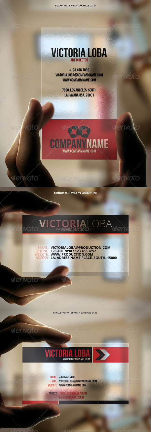 3in1 Transparent Business Cards Bundle #3 - Business Cards Print Templates