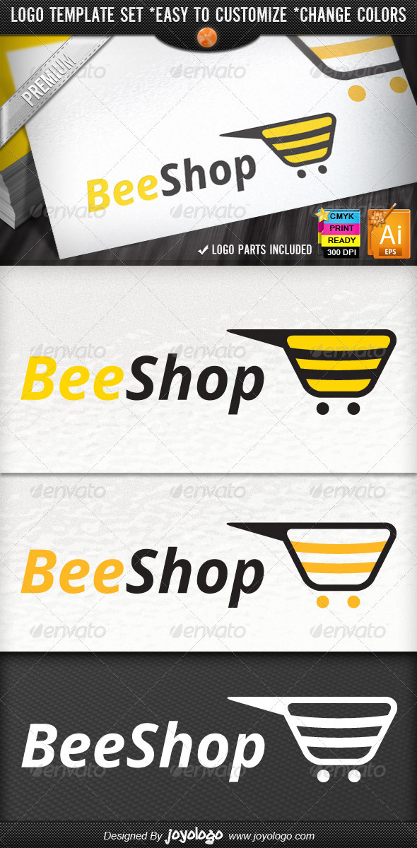 Bee Commerce Online Creative Shopping Logo Designs - Animals Logo Templates