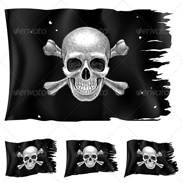 Three Types of Pirate Flag - Objects Vectors