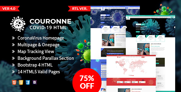 Incredible Couronne - Corona virus (Covid-19) HTML Template